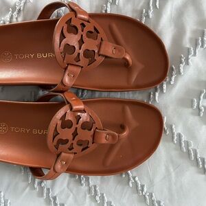 Tory Burch Miller Cloud Brown Leather Sandals